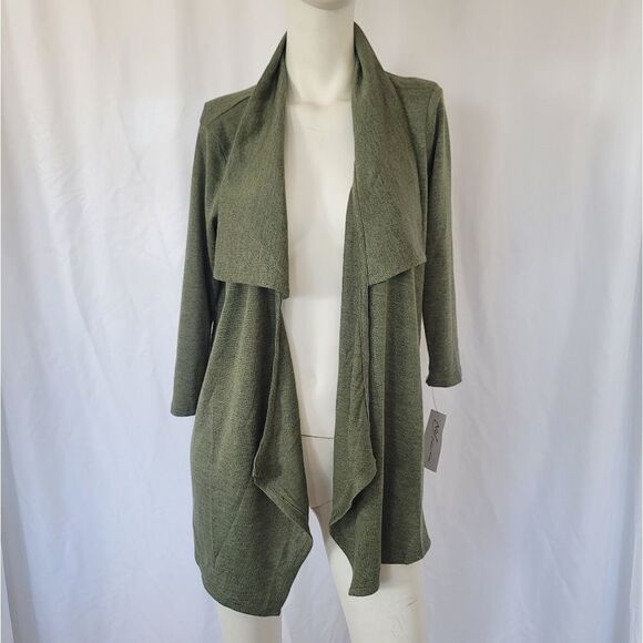 NY Collection olive green cardigan size S - Picture 8 of 12